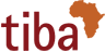 Logo of TIBA. Letters are in red. African continent is illustrated next to the "a"