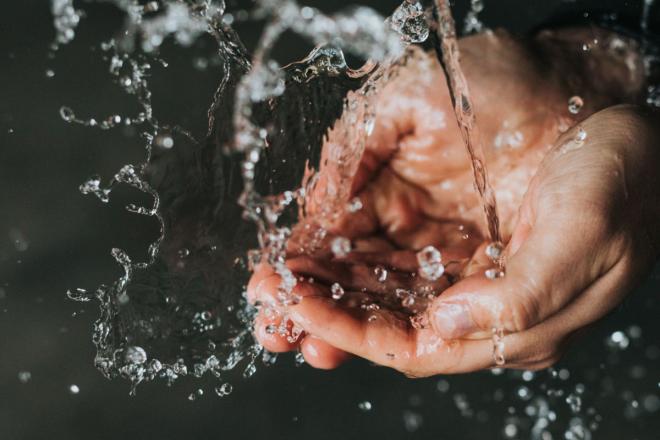 Person washing hands